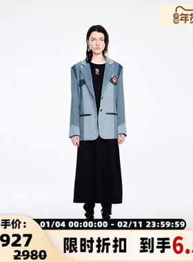 Valeria Obbaco/ VO  秋冬中性牛仔拼接复古西装301582