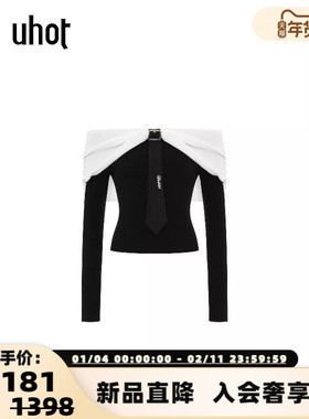 UHOT 26春夏新款女士百搭修身短款针织长袖毛衣银泰百货 301590