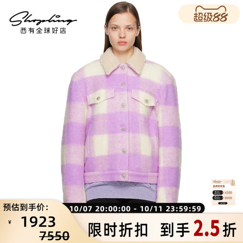 pushBUTTON秋冬女士文艺格子毛呢加棉外套银泰百货 301596