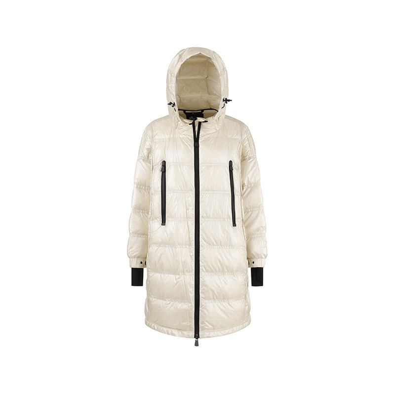 Moncler盟可睐 男女同款中长款宽松薄款鹅绒连帽羽绒服银泰300095