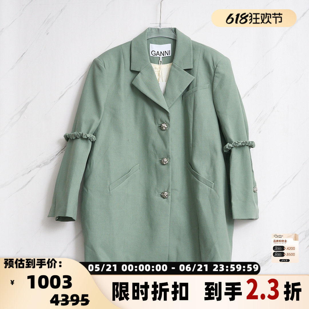 GANNI 日常通勤女士潮流单排扣环扣西服银泰百货精品 301596