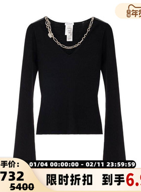 ACNE STUDIOS 春季新款女士黑色修身针织上衣银泰百货精品301574