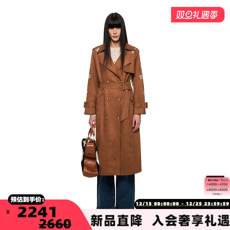 SHRO ENRO Perfect distance 女士撞色花朵刺绣风衣外套 301469