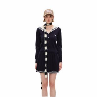 银泰百货 海军领logo提花针织开衫 301261 Sandra女士经典 Alexia