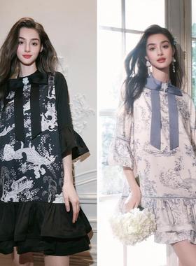 FLONAKED 秋冬女士手绘印花中长款连衣裙银泰百货精品 300170