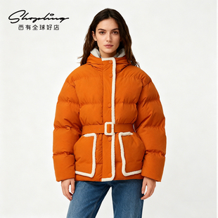 301596 女士毛绒拼接鹅绒羽绒服银泰百货精品 IENKI 秋冬款