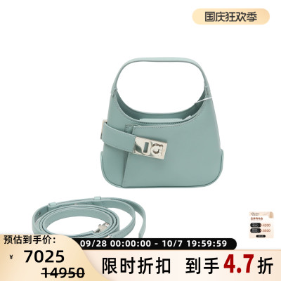 SALVATORE FERRAGAMO女士银色搭扣迷你手提斜挎包银泰百货 301596