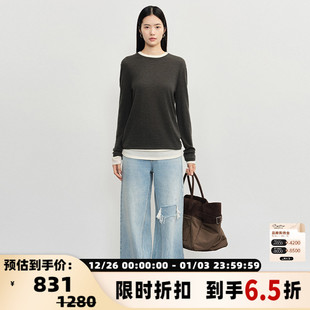 T恤银泰 concise 女士24AW系列假两件拼色长袖 简白 301257 white