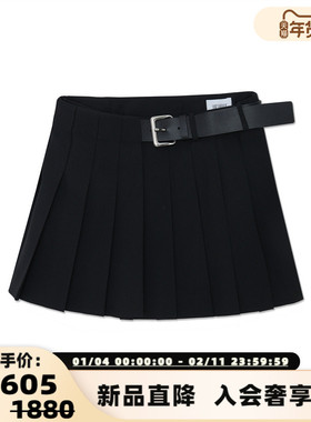 ANDAHALF 秋冬新款女士精纺羊毛百褶短半裙银泰百货 301602