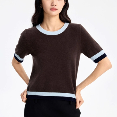 concise-white/简白 25秋冬新款拼色针织衫短袖银泰百货 301257