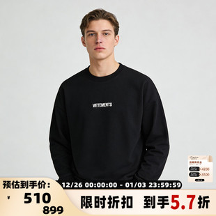 VETEMENTS新款 休闲爆裂印花男女罗纹圆领套头卫衣301446 情侣时尚