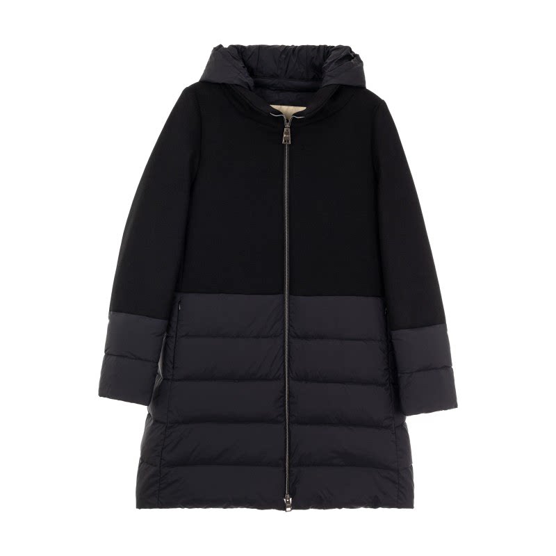 HERNO 秋冬款黑色女士连帽羽绒服银泰百货精品 301574