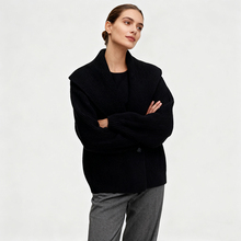 TOTEME秋冬新款女士大翻领羊毛混纺开衫毛衣银泰百货精品 301574