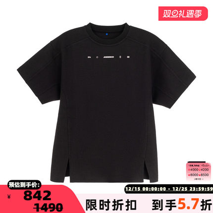 ADER ERROR新款男士前双开叉设计圆领短袖T恤银泰百货 301574