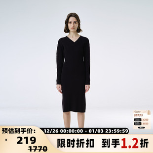 长袖 STORIESV领收腰休闲修身 INSPIRE 针织连衣裙 折扣