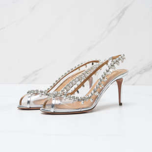 301596 AQUAZZURA 春夏款 女士水钻吊坠高跟凉鞋 银泰百货