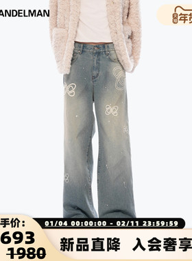 ANN ANDELMAN 25秋冬新款男女同款绣花logo牛仔裤银泰百货 301286