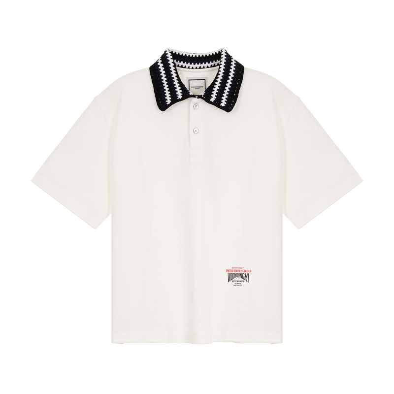 WOOYOUNGMI 春夏新款男士撞色领口短袖POLO衫银泰百货精品 301574