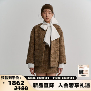 女士Ophelia花呢圆领夹克外套银泰百货 25新款 301594 Kaka Maca