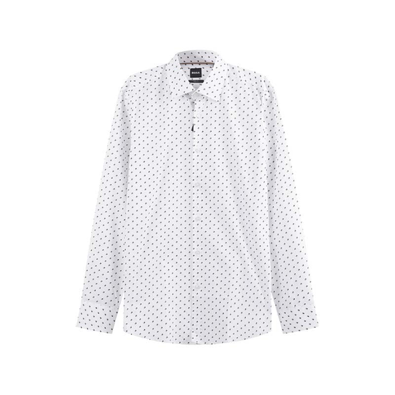 HugoBoss小几何图案长袖衬衫