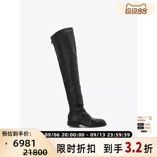GUIDI女士马皮革圆头高级辣妹过膝靴子长筒皮靴银泰百货 301604