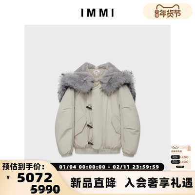IMMI 女士布面毛毛领