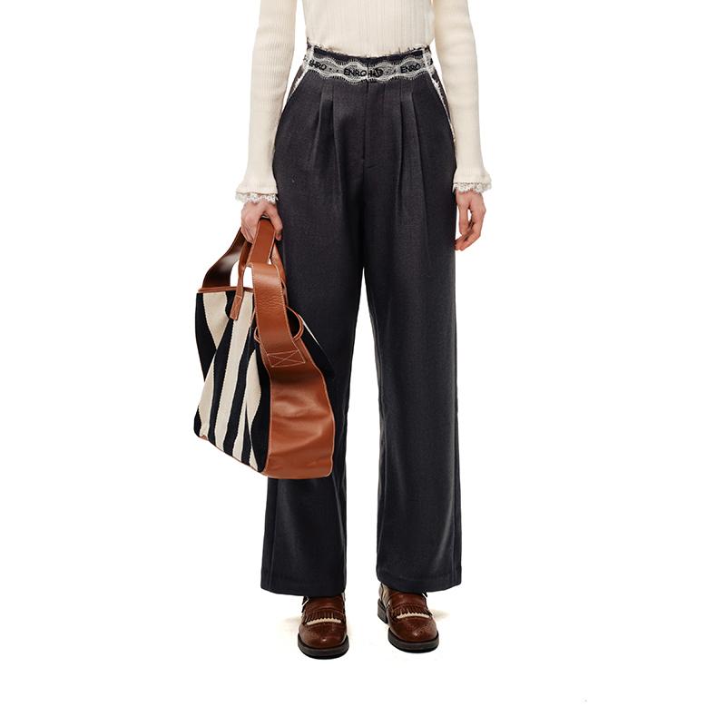 SHROENRO撞色腰头羊毛西装裤