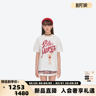 T恤银泰百货 13DE 纯棉格纹丝带短袖 新款 300178 MARZO