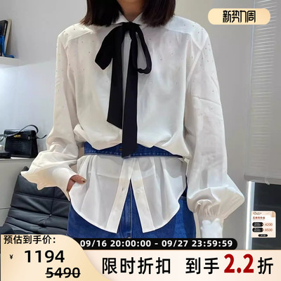 Pushbutton 春夏款女士水钻系带衬衫银泰百货精品 301596