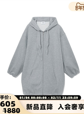 ANDAHALF 秋冬新款女士连帽长袖长款卫衣银泰百货 301602