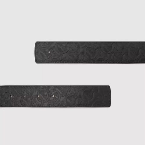 FERRAGAMO菲拉格慕 春季男士logo压花牛皮革皮带腰带银泰 301604