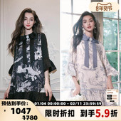 连衣裙银泰百货精品 FLONAKED 秋冬女士手绘印花中长款 300170