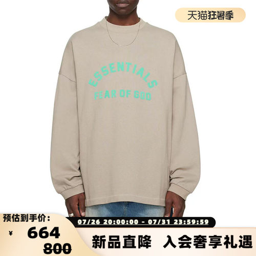ESSENTIALS 男女同款logo印花圆领套头休闲长袖T恤银泰 301604