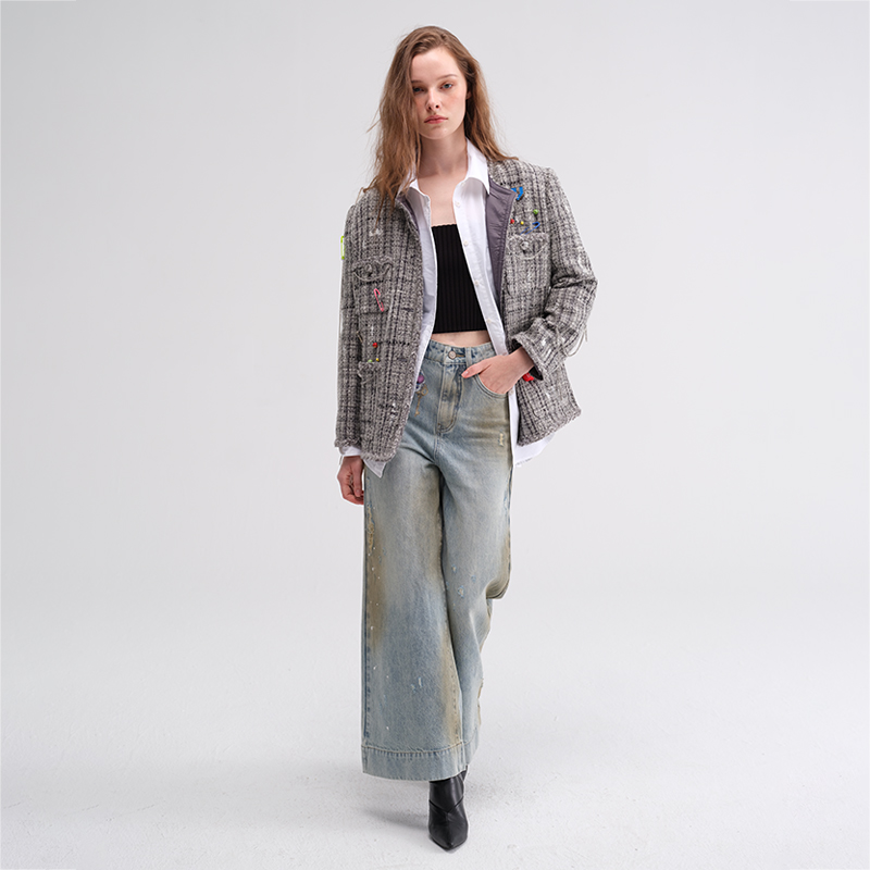 ValeriaObbaco小香风刷白外套