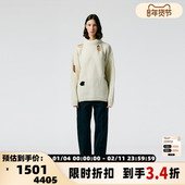 TIBI 毛衣针织衫 米白色羊毛材质仿旧款 女士高领长袖