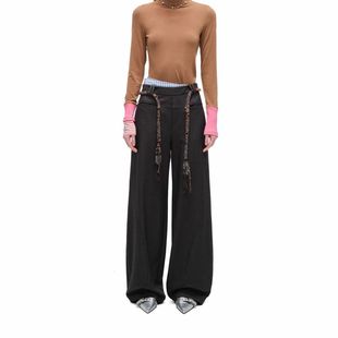 银泰百货 假两件撞色格纹加绒长裤 301261 Sandra男女同款 Alexia