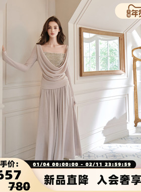 FLONAKED 25秋冬新款女士抽褶显瘦垂感半身裙银泰百货 300170