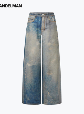 ANN ANDELMAN 25春夏女士简约印花直筒牛仔裤银泰301286