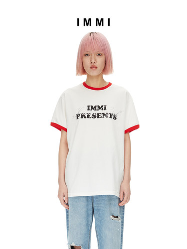 设计师品牌IMMI复古LOGO烫钻T恤