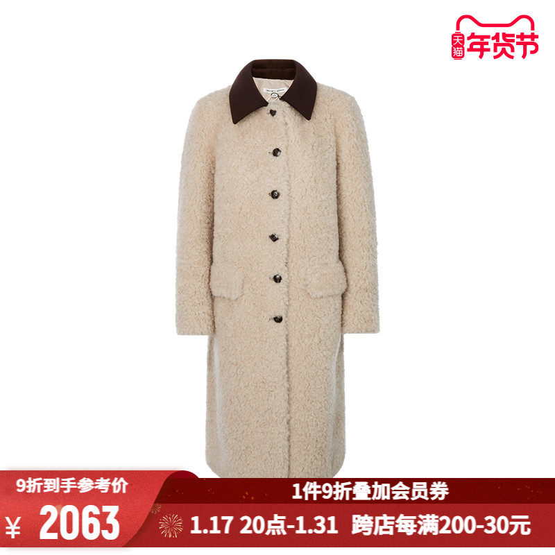 INSPIRE&STORIES23秋冬羊羔毛外套米驼色翻领小香风大衣