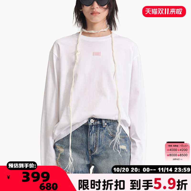 concise-white/简白圆领长袖T恤