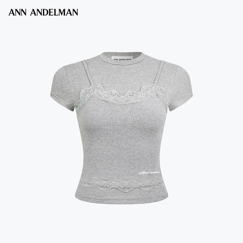 ANN ANDELMAN 26春夏女士假两件背心拼接蕾丝甜美T恤衫 301286