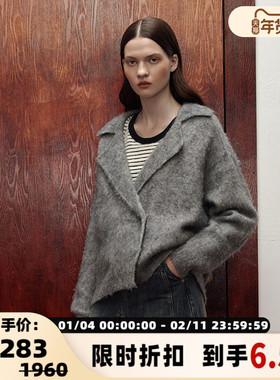 SHRO ENRODérive系列 灰色马海毛羊毛西装领外套   301469