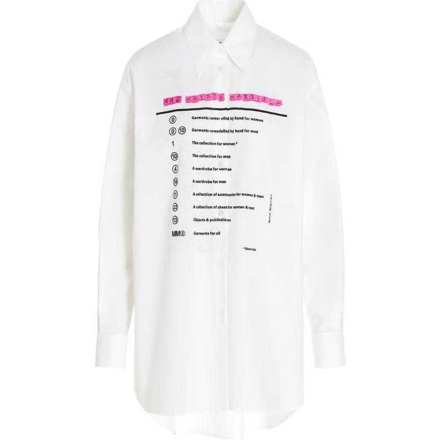 MM6 Maison Margiela 春夏女士纯色印花长袖衬衫银泰百货 301596