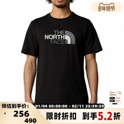 北面THE NORTH FACE 男士Logo字母圆领短袖T恤 银泰百货 300217