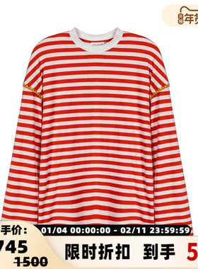 SHORT SENTENCE（测试链接）日常通勤女士条纹圆领长袖T恤