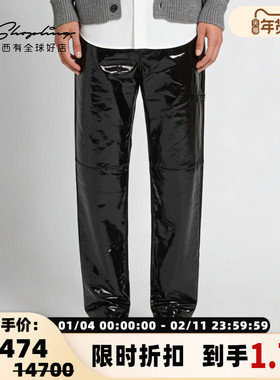 Acne Studios 秋冬男士羊皮革纽扣门襟直筒皮裤休闲裤银泰 301604