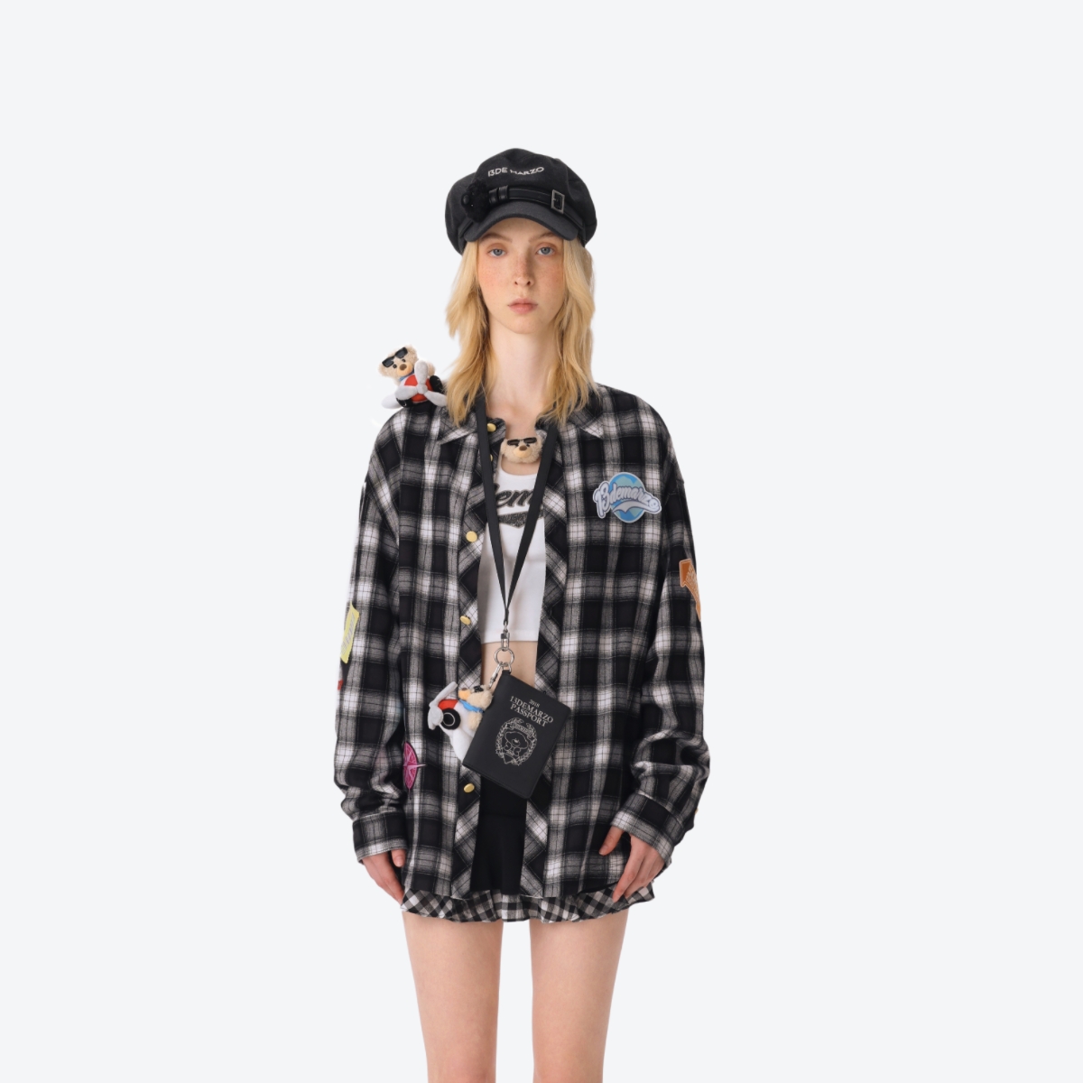 13DE MARZO 男女同款25秋冬新款彩色织标格纹衬衫银泰百货 300178