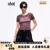 UHOT 301590 T恤圆领上衣银泰百货 26春夏新款 女士字母印花短袖