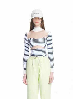 Pushbutton 春夏款女士网纱条纹T恤银泰百货精品 301596